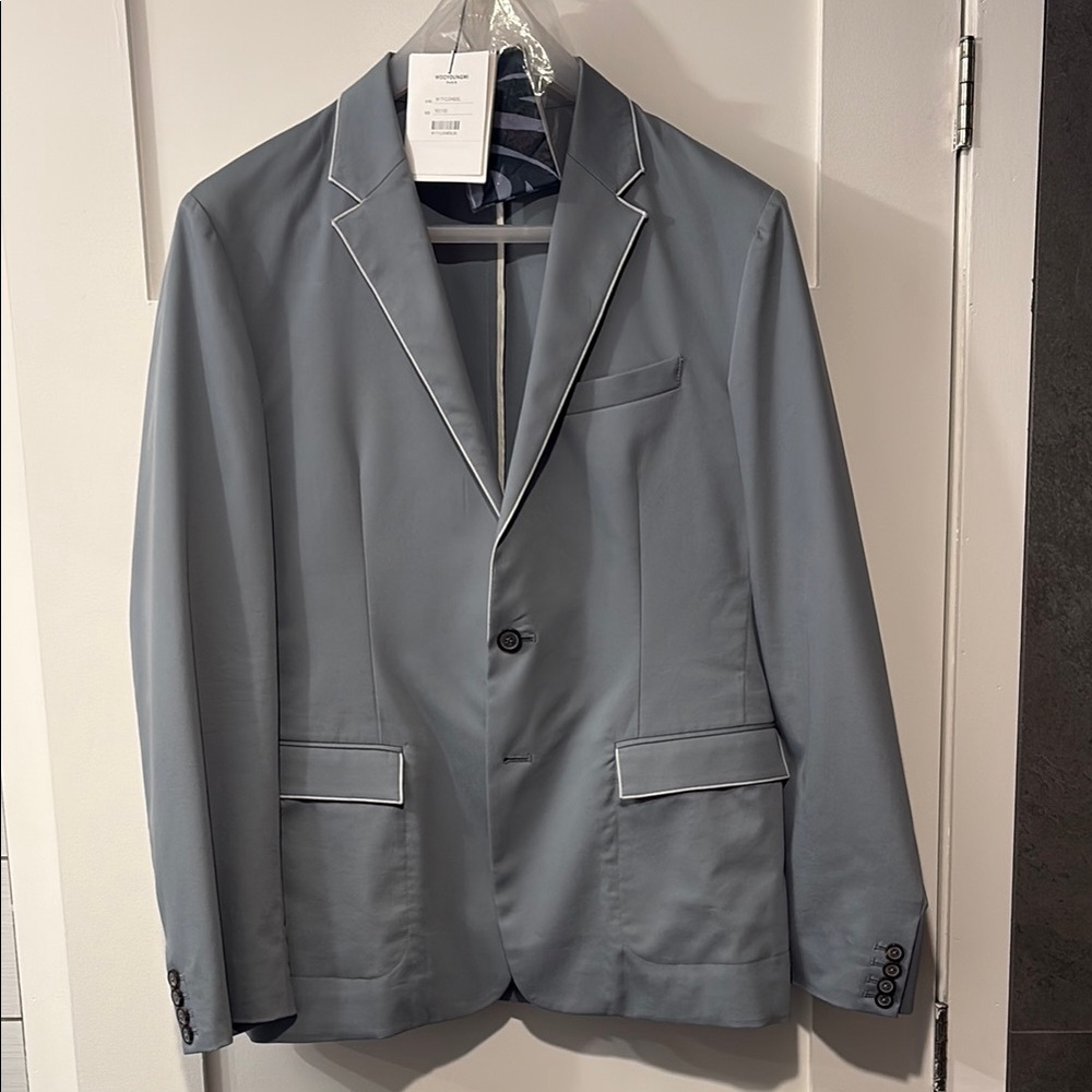 Wooyoungmi Gray Sport Coat with Slim Fit and Notched Lapels